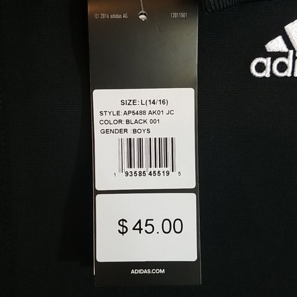 ADIDAS Kids Track Jacket Black & Gray White size Large NEW - Picture 10 of 10